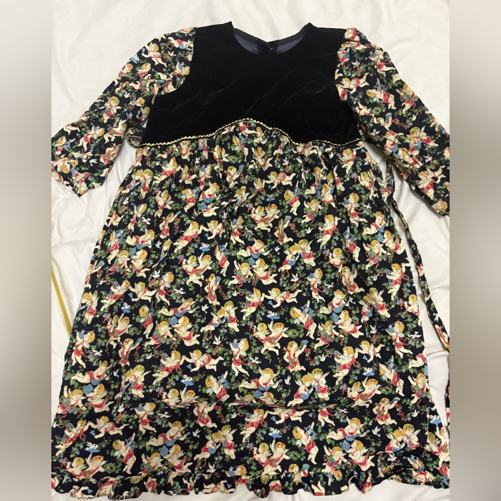 Christmas Angels/Cherubs Black and Multicolor Kids Dress